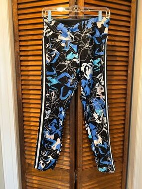 Calvin Klein Black Blue & White Floral Active Leggings